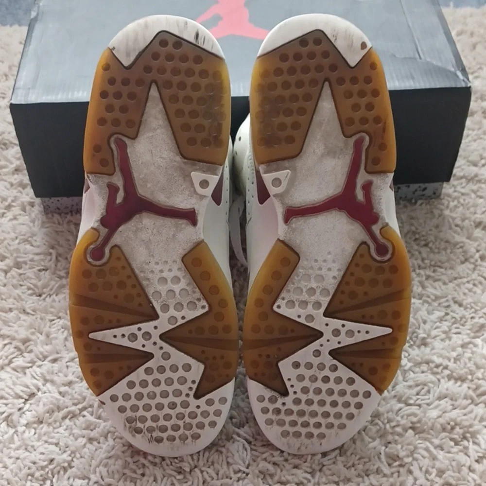 Air Jordan 6 Retro Size 8 Off White/ Maroon GUC - Picture 5 of 14
